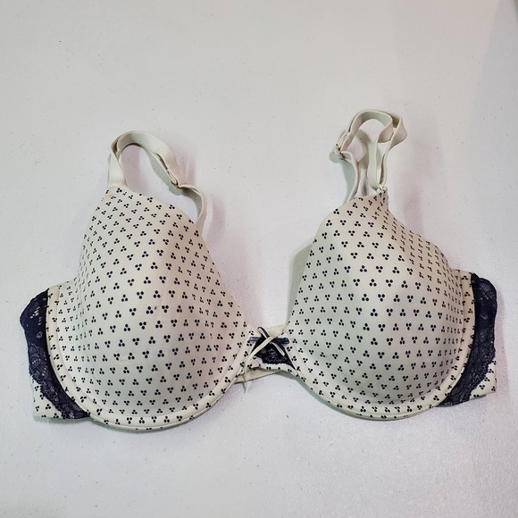 Maidenform Women Bra 34D White Polka Dots One Fab Fit Extra Coverage Demi - Picture 1 of 6